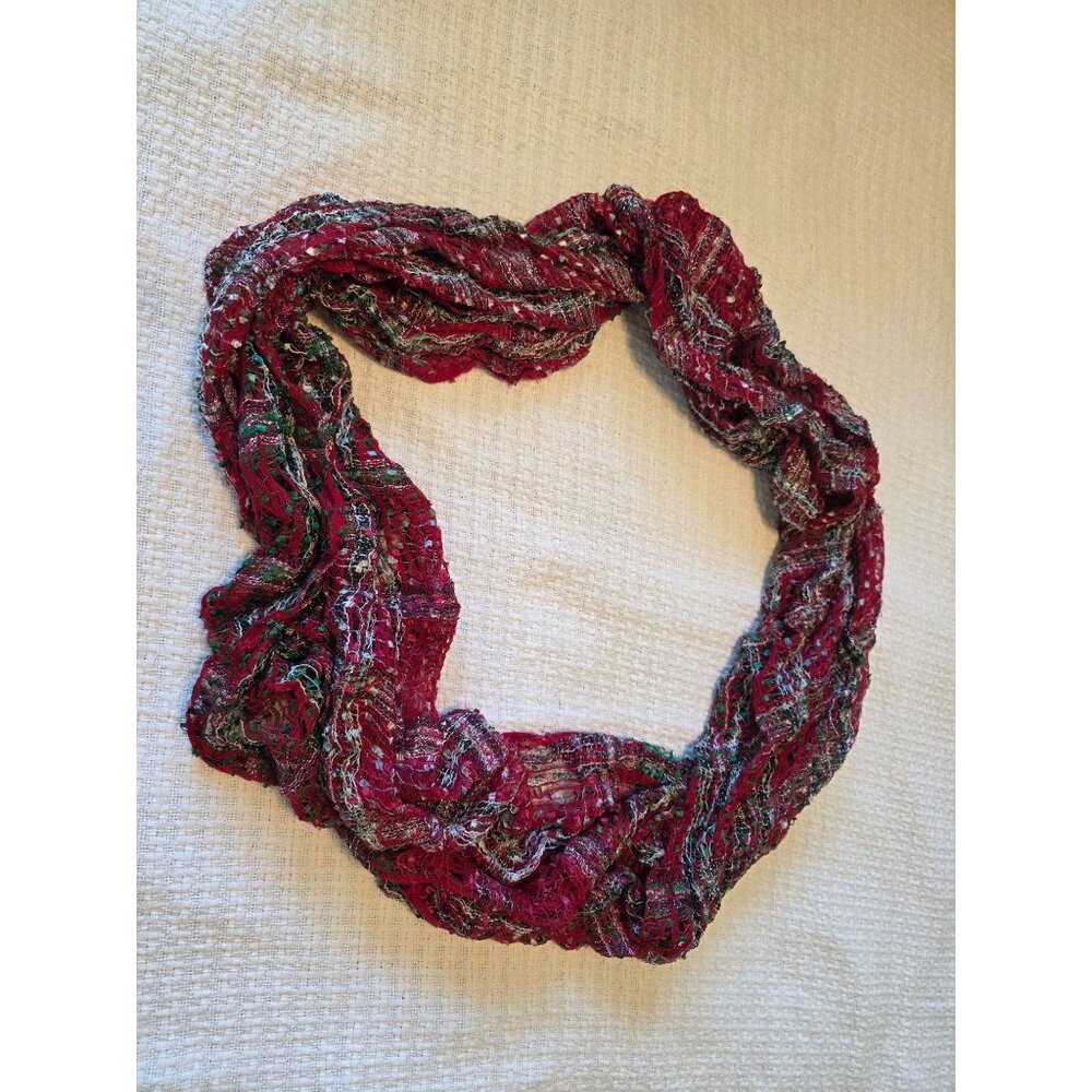Collection Eighteen Red Green White Silver Plaid Infinity Scarf O/S Christmas